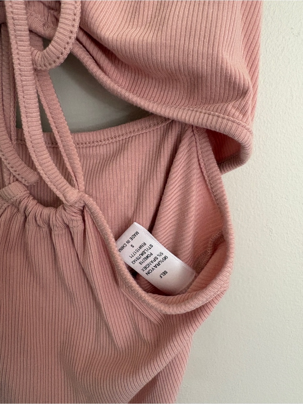 Le Lis Collection Blush Pink Ribbed Tie-Front Bodysuit - Picture 4 of 4